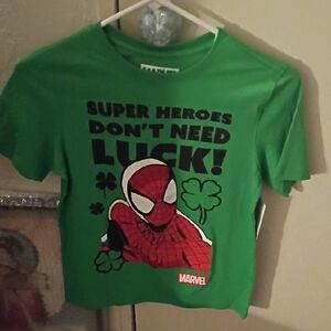 Marvel Kids' Green Spider-Man 'Super Heroes Don't Need Luck' T-Shirt